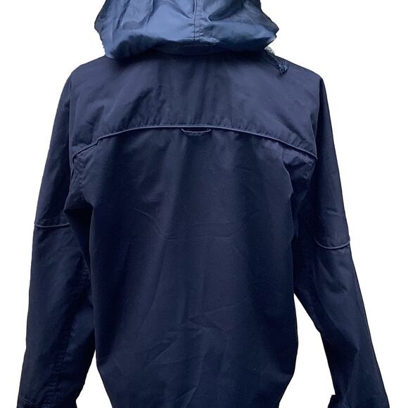 Cute Hooded Rain Jacket Parka Blue Cottage Style Floral Full Zip Women's Small - Picture 8 of 9